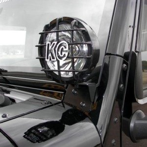 Jeep Wrangler JK Unlimited Light Mount Bracket Set - A-Pillar Windshield - KC HiLiTES - Black - `07-`18